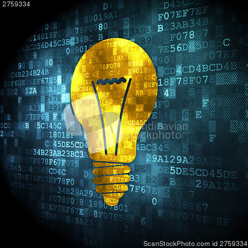 Image of Finance concept: Light Bulb on digital background