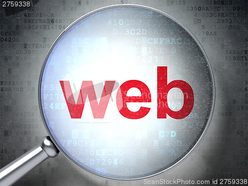 Image of SEO web design concept: Web with optical glass
