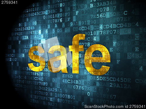 Image of Safety concept: Safe on digital background