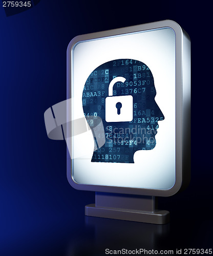 Image of Finance concept: Head With Padlock on billboard background