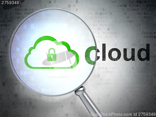 Image of Cloud technology concept: Cloud With Padlock and Cloud with opti
