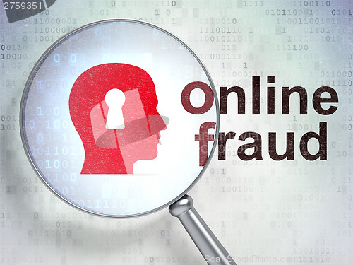 Image of Security concept: Head With Keyhole and Online Fraud with optica