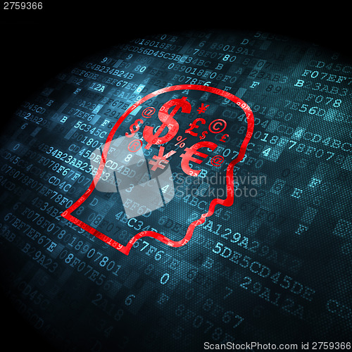 Image of Finance concept: Head With Finance Symbol on digital background