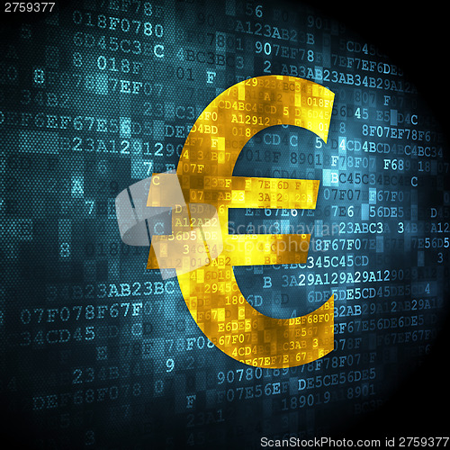 Image of Currency concept: Euro on digital background