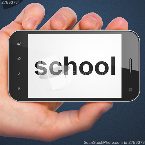 Image of Education concept: School on smartphone