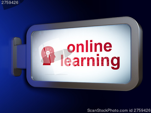 Image of Education concept: Online Learning and Head Whis Light Bulb on b