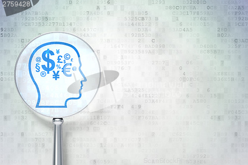 Image of Education concept:  Finance Symbol with optical glass on digital