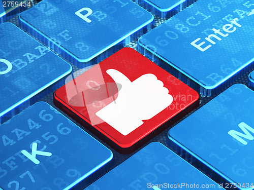 Image of Social media concept: Like on computer keyboard background
