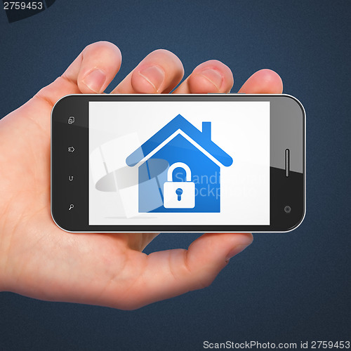 Image of Safety concept: Home on smartphone