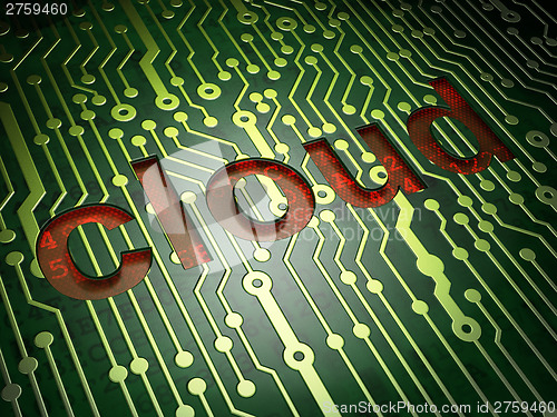 Image of Networking concept: Cloud on circuit board background