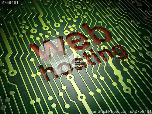 Image of Web Hosting on circuit board background