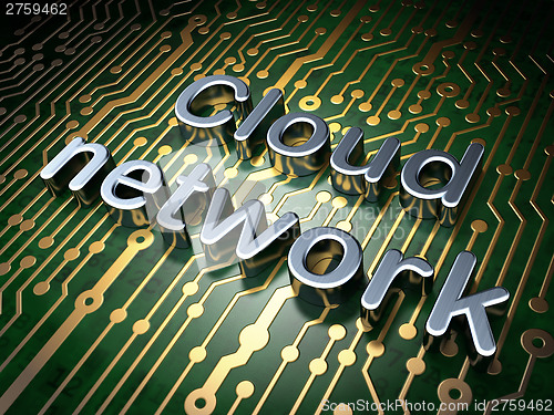 Image of Cloud technology concept: Cloud Network on circuit board backgro
