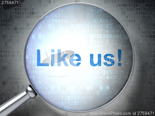 Image of Social network concept: Like us! with optical glass