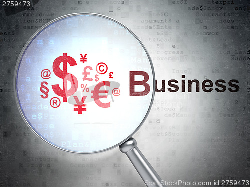 Image of Business concept: Finance Symbol and Business with optical glass