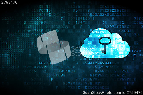 Image of Cloud technology concept: Cloud Whis Key on digital background