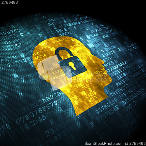 Image of Information concept: Head Whis Padlock on digital background