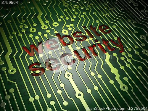 Image of SEO web development concept: Website Security on circuit board b