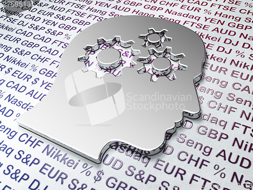 Image of Finance concept: Golden Head With Gears on Money background