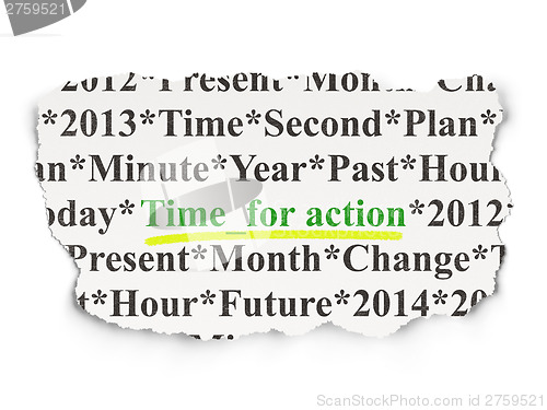 Image of Timeline concept: Time for Action on Paper background