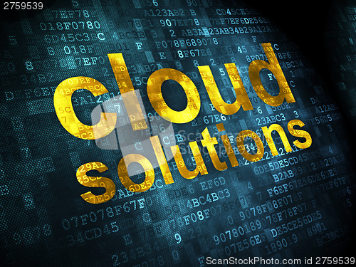 Image of Networking concept: Cloud Solutions on digital background