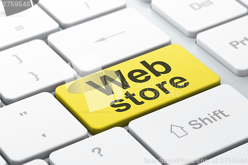 Image of SEO web design concept: Web Store on computer keyboard backgroun