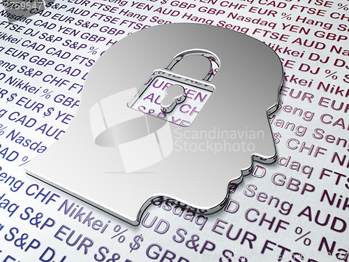 Image of Business concept: Golden Head Whis Padlock on Money background