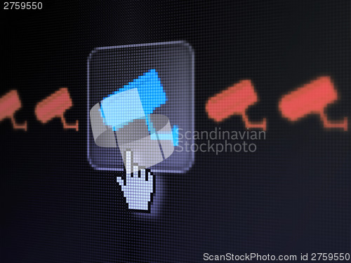 Image of Security concept: Cctv Camera on digital computer screen
