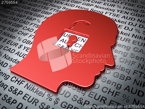 Image of Finance concept:  Head Whis Padlock on Money background