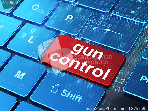 Image of Protection concept: Gun Control on computer keyboard background