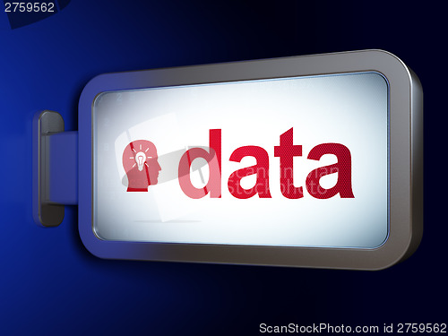 Image of Data concept: Data and Head Whis Light Bulb on billboard backgro