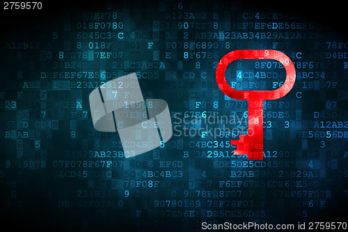 Image of Protection concept: Key on digital background