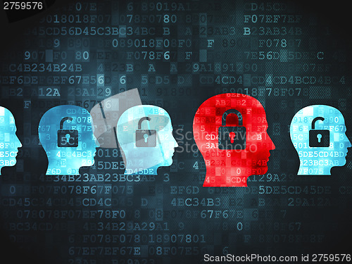 Image of Finance concept: Head Whis Padlock on digital background