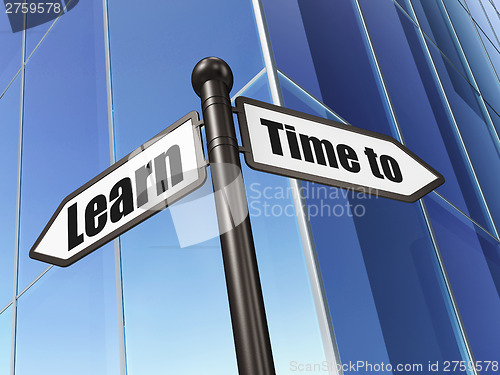 Image of Timeline concept: Time to Learn on Building background