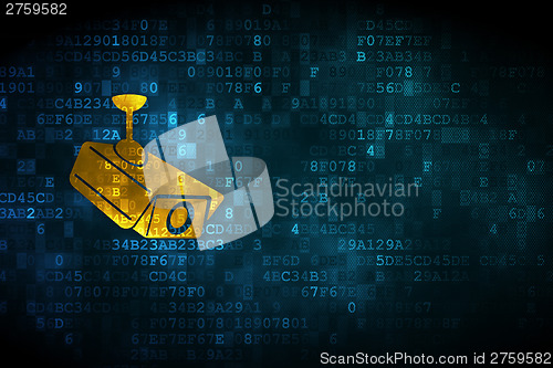 Image of Security concept: Cctv Camera on digital background