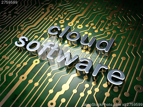 Image of Cloud technology concept: Cloud Software on circuit board