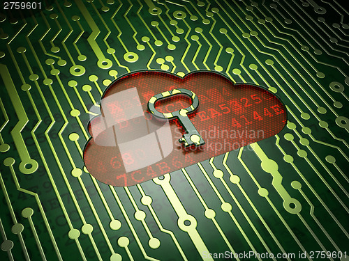 Image of Networking concept: Cloud Whis Key on circuit board background