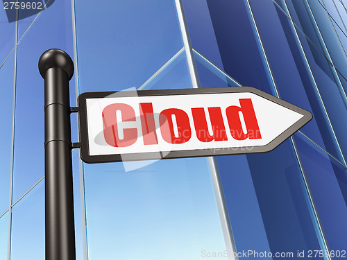 Image of Cloud computing concept: Cloud on Business Building background