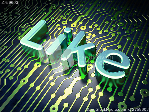 Image of Social media concept: Like on circuit board background