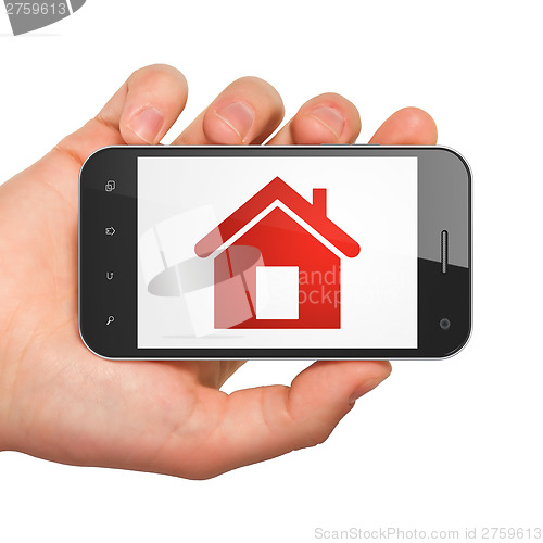 Image of Protection concept: Home on smartphone