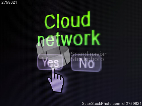 Image of Networking concept: Cloud Network on digital computer screen