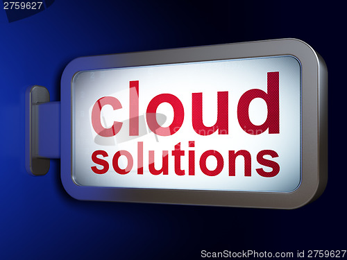 Image of Cloud computing concept: Cloud Solutions on billboard background