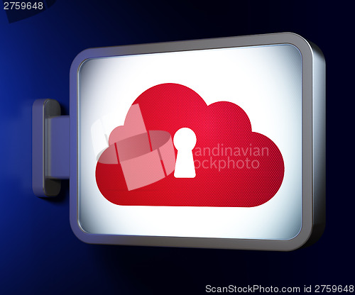 Image of Cloud computing concept: Cloud Whis Keyhole on billboard backgro