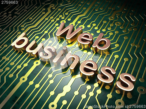 Image of SEO web development concept: Web Business on circuit board backg