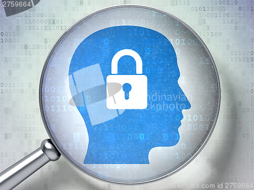 Image of Information concept:  Head Whis Padlock with optical glass on di