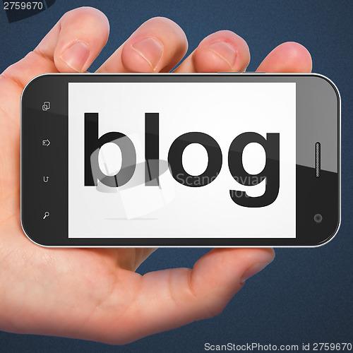 Image of SEO web design concept: Blog on smartphone