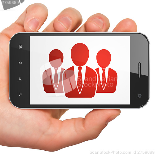 Image of Advertising concept: Business People on smartphone