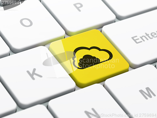 Image of Networking concept: Cloud on computer keyboard background