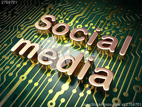 Image of Social media concept: Social Media on circuit board background