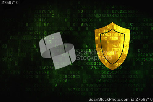 Image of Privacy concept: Shield on digital background