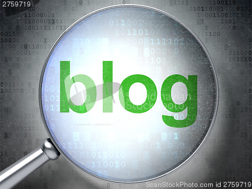 Image of SEO web design concept: Blog with optical glass
